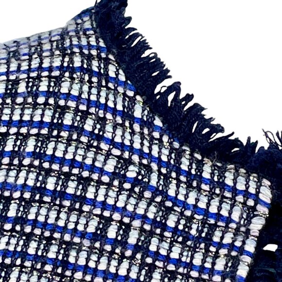 J.Crew XXS Tweed Fringe Lady Jacket – Chic Bouclé Blazer - Black Blue Silver - Picture 6 of 14